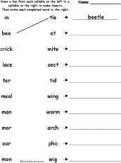 Search result: 'Match the Syllables: Insect Words Printout'