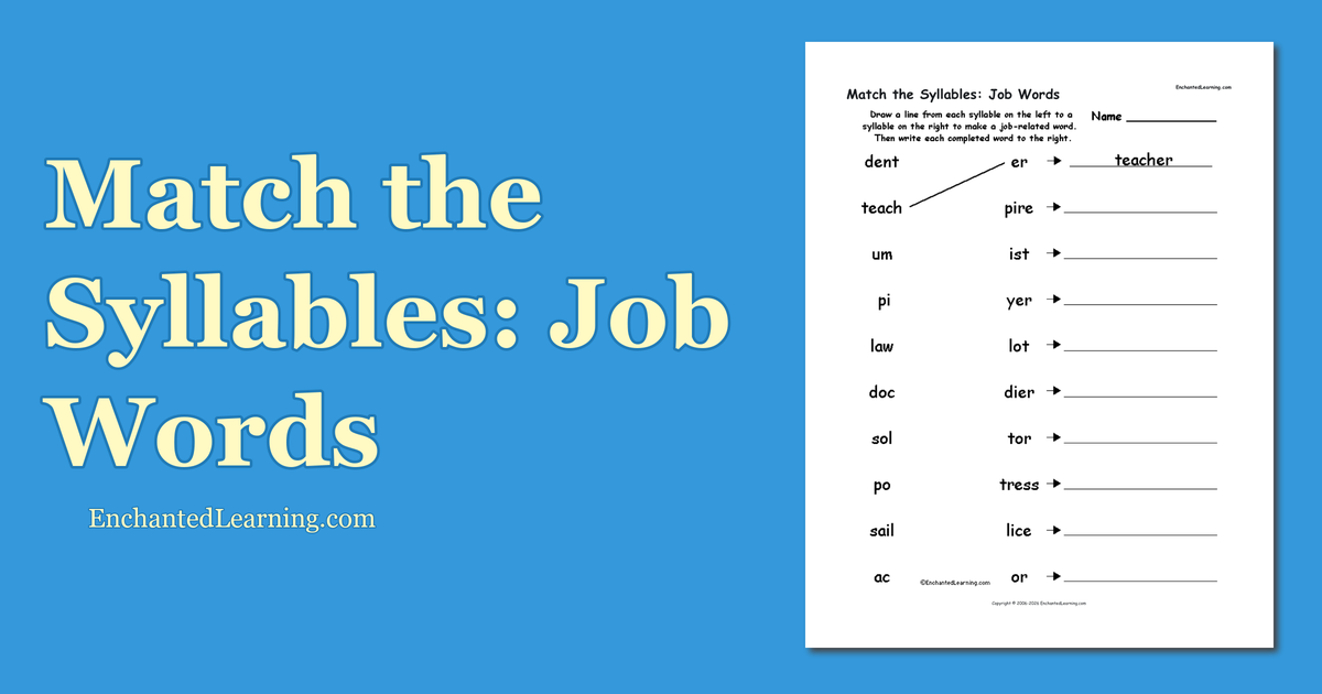 Match the Syllables: Job Words - Enchanted Learning