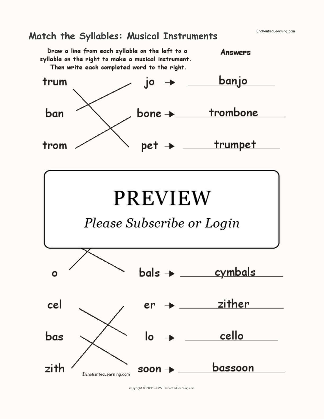 Match the Syllables: Musical Instruments interactive worksheet page 2