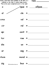 Search result: 'Match the Syllables: Shape Words Printout'