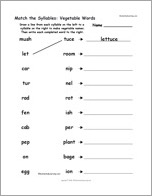 Search result: 'Match the Syllables: Vegetable Words'