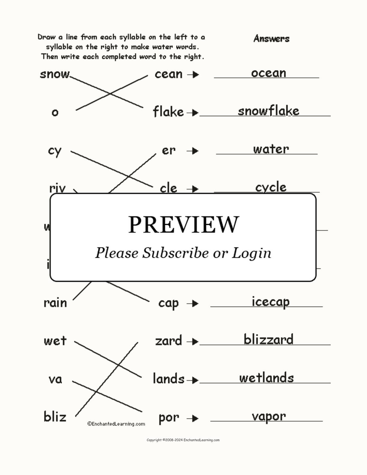 Match the Syllables: Water Words interactive worksheet page 2