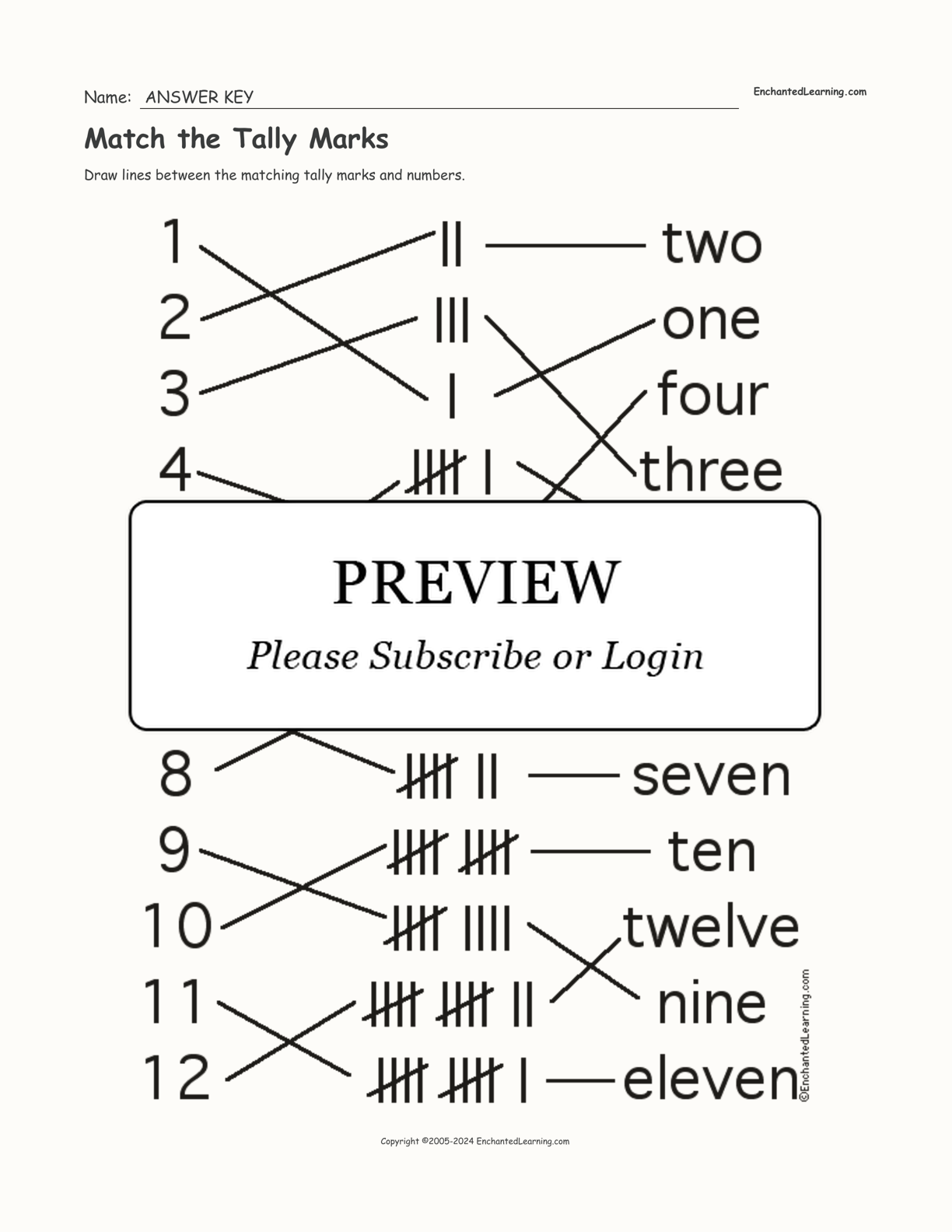Match the Tally Marks interactive worksheet page 2