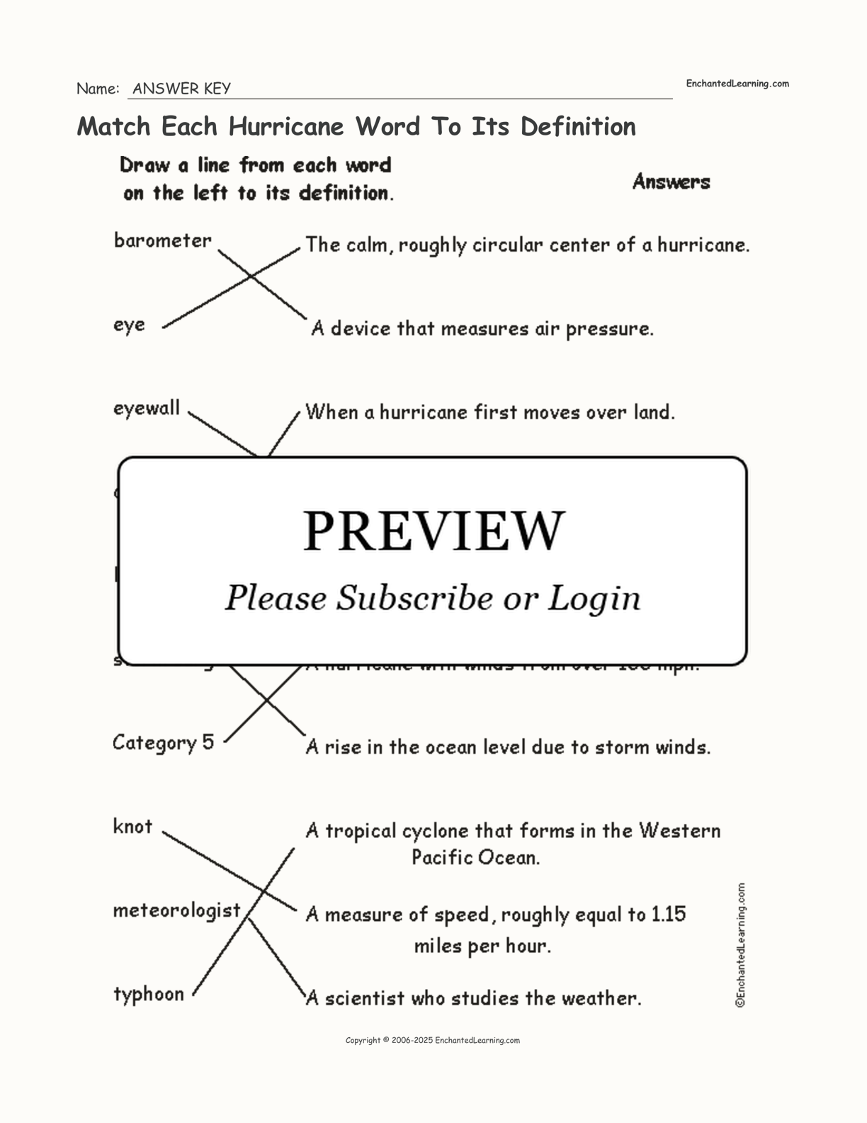 Match Each Hurricane Word To Its Definition interactive worksheet page 2