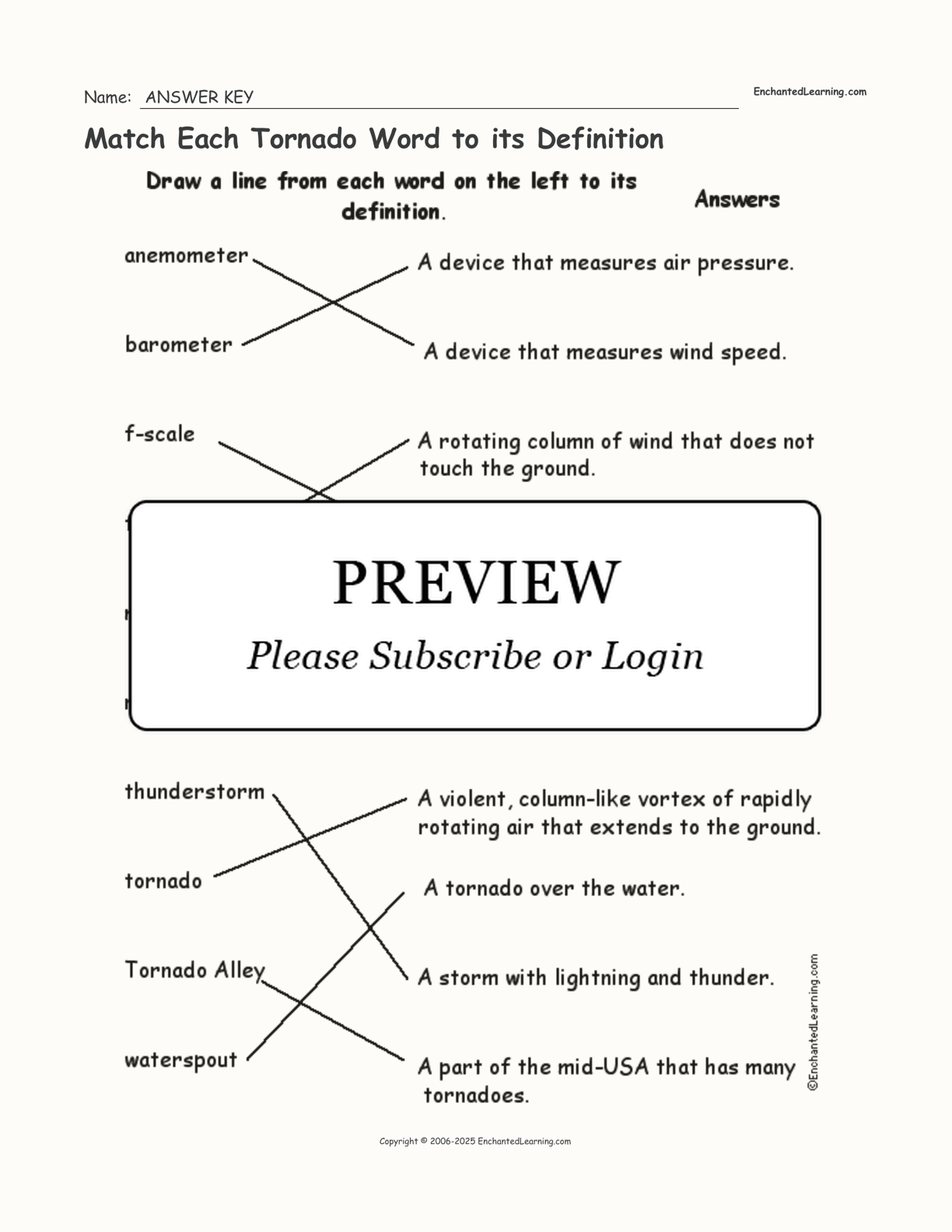 Match Each Tornado Word to its Definition interactive worksheet page 2