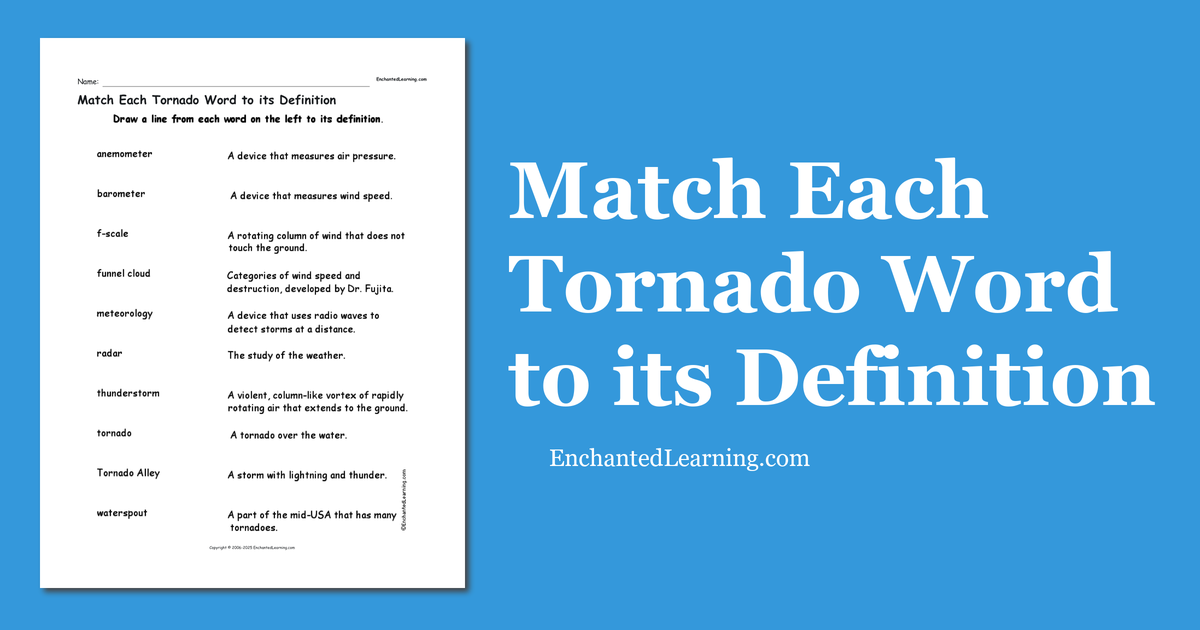 Match Each Tornado Word to its Definition Enchanted Learning