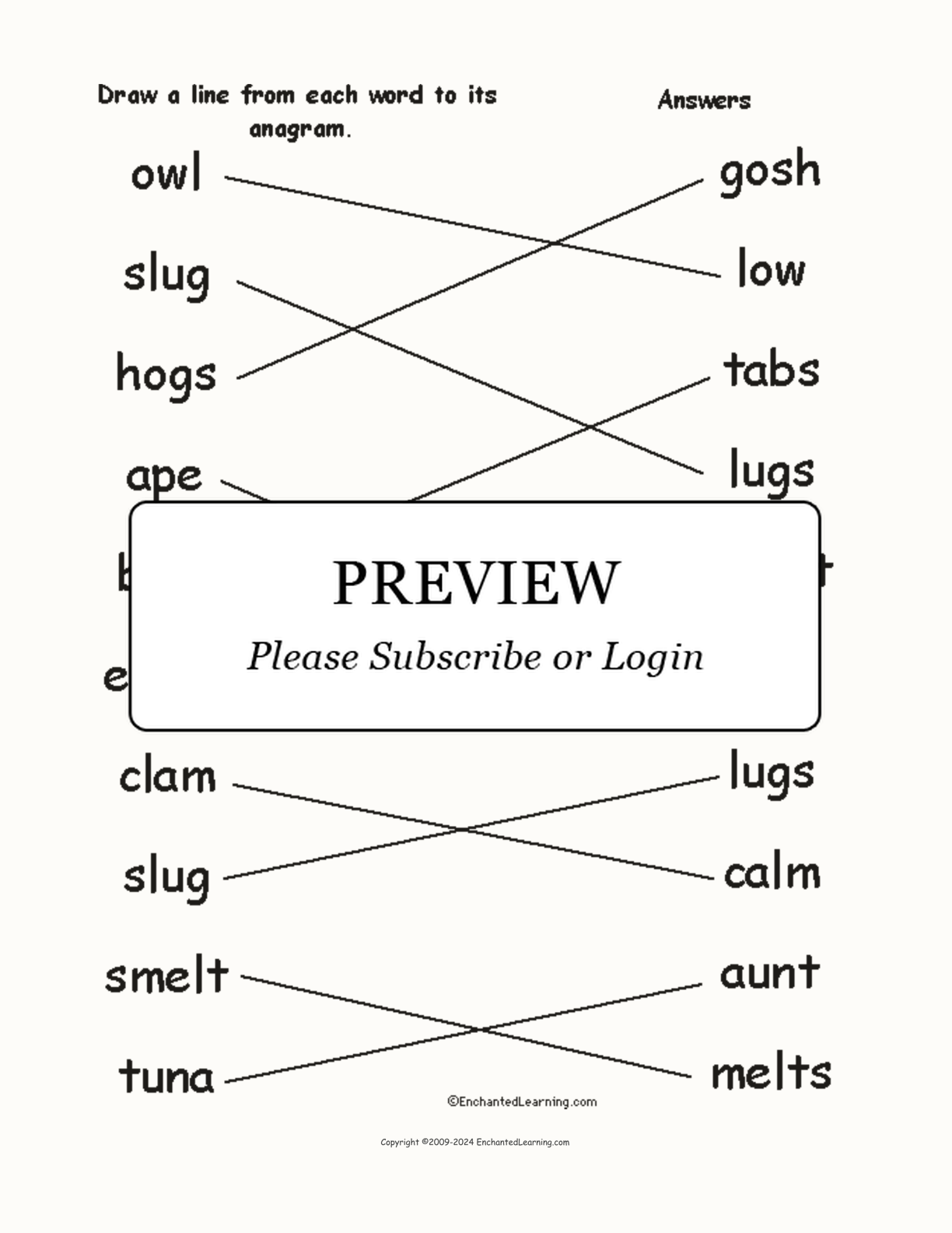 Match the Animal Anagrams #1 interactive worksheet page 2