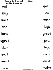 Search result: 'Word to Word: Anagram Matching Worksheets'