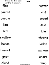 Search result: 'Match the Animal Anagrams Worksheet #2'