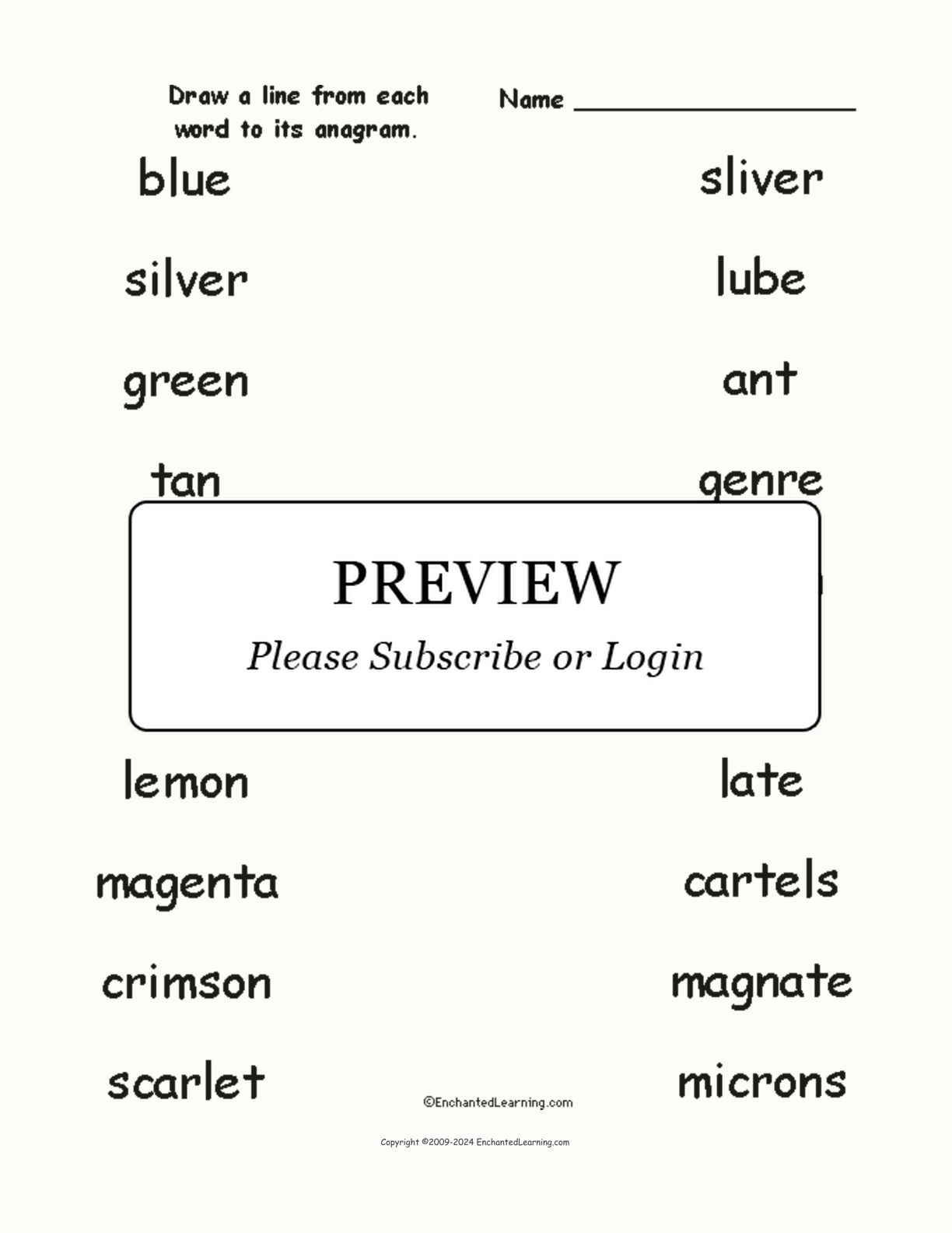 Match the Color Anagrams interactive worksheet page 1