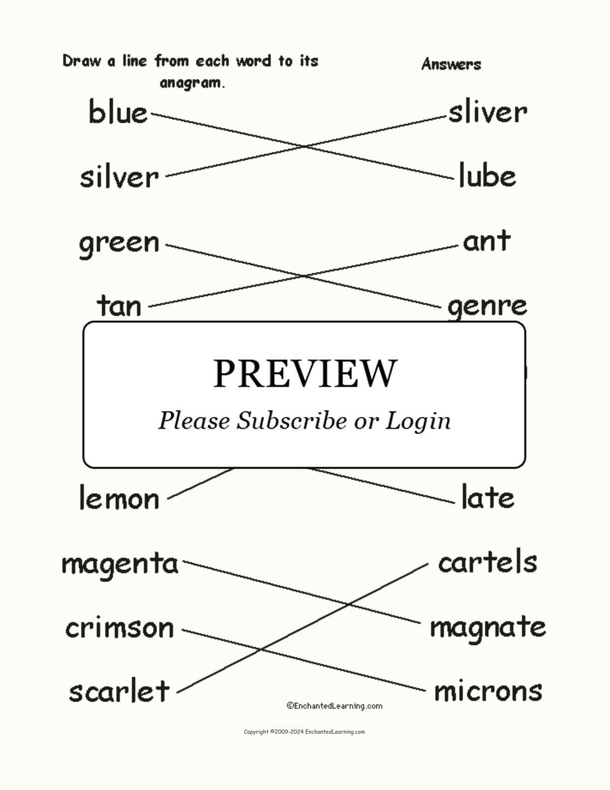 Match the Color Anagrams interactive worksheet page 2