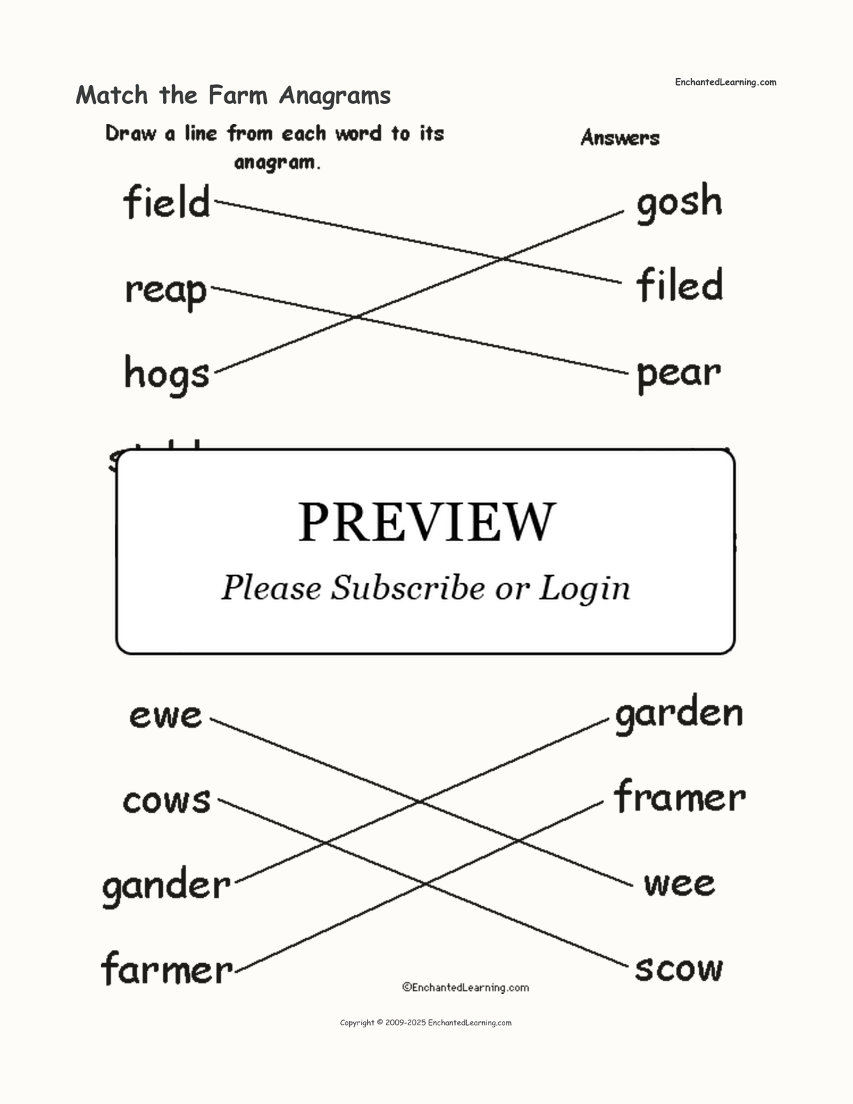 Match the Farm Anagrams interactive worksheet page 2