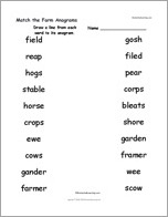 Search result: 'Match the Farm Anagrams'