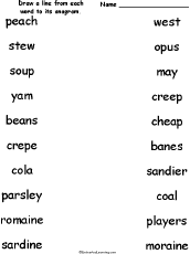 Search result: 'Match the Food Anagrams Worksheet #2'