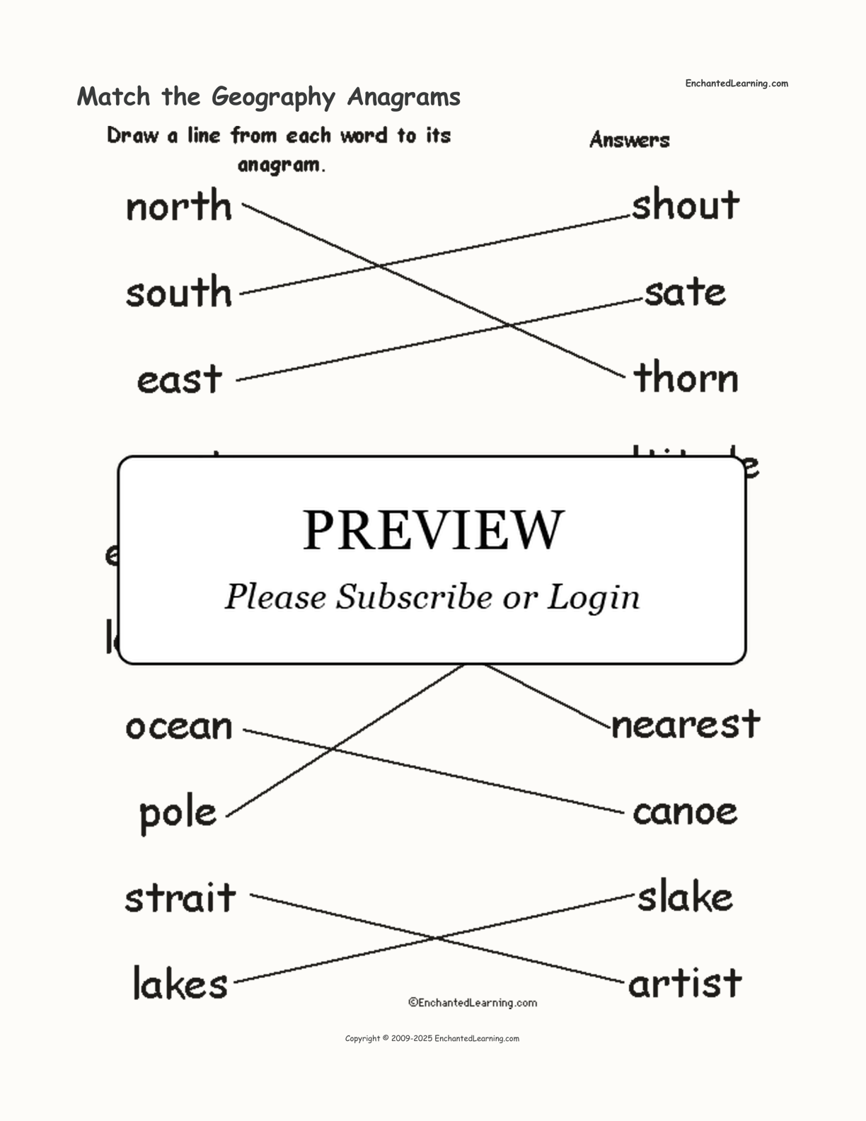 Match the Geography Anagrams interactive worksheet page 2