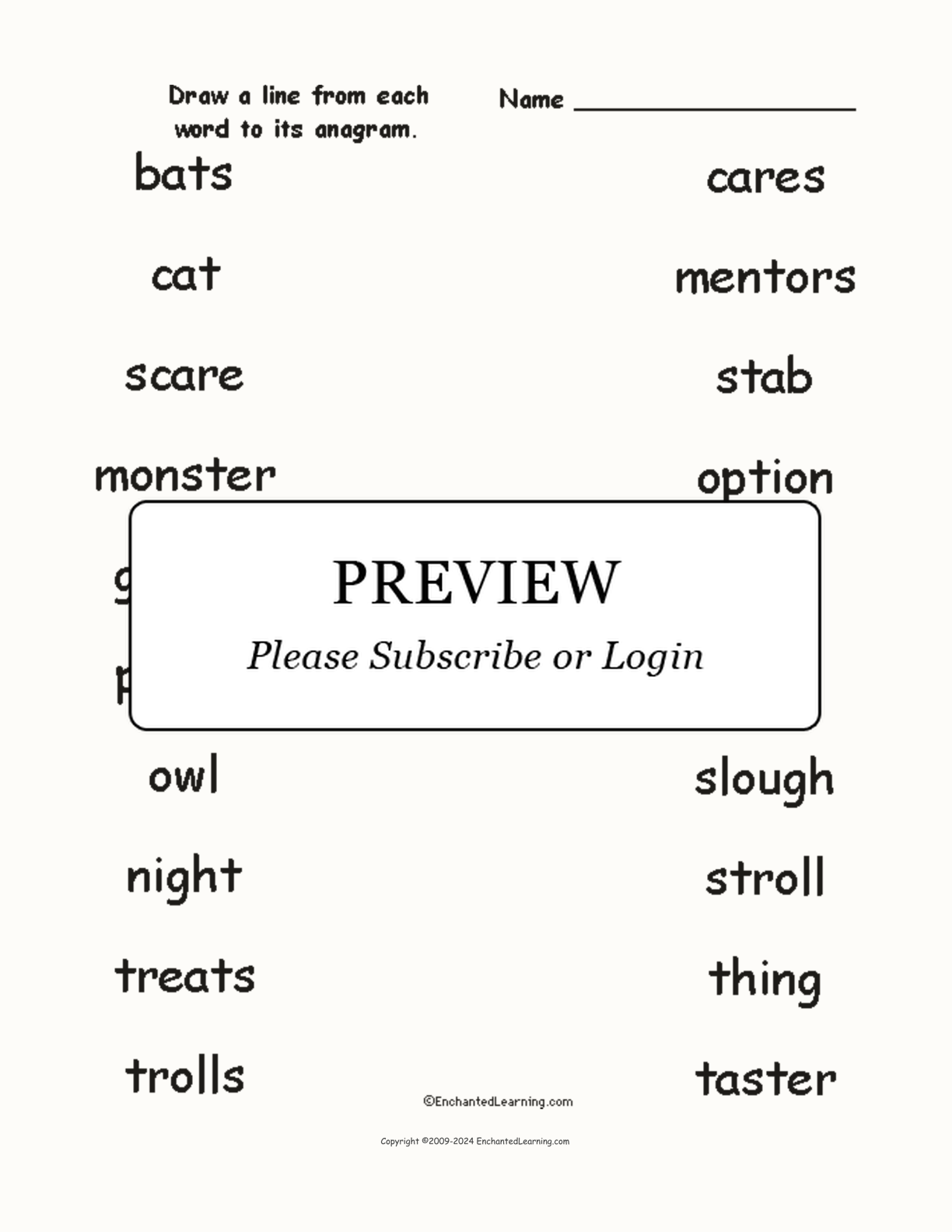 Match the Halloween Anagrams interactive worksheet page 1