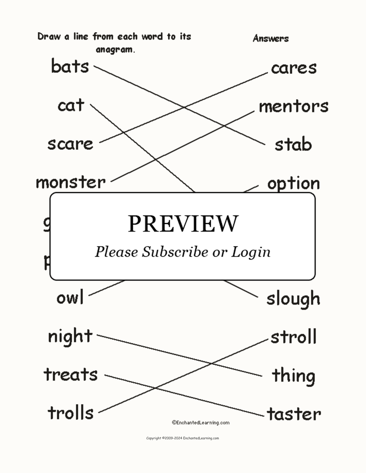 Match the Halloween Anagrams interactive worksheet page 2