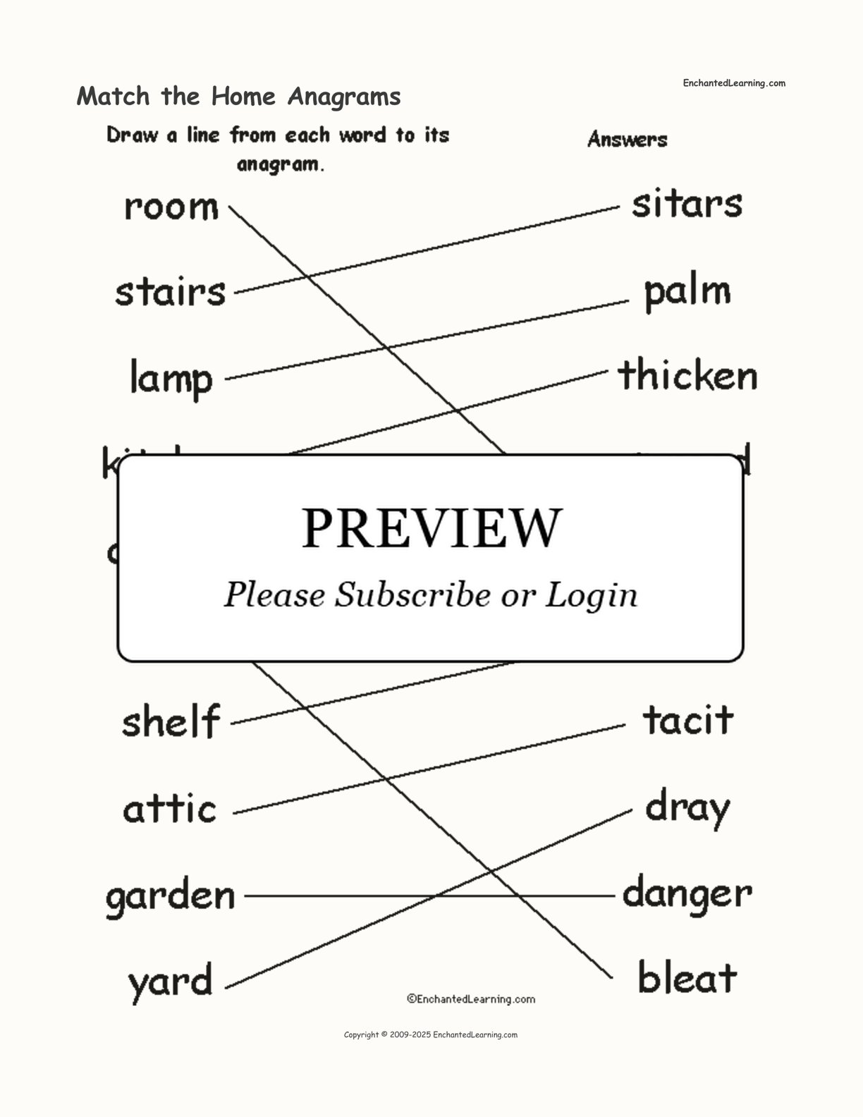 Match the Home Anagrams interactive worksheet page 2