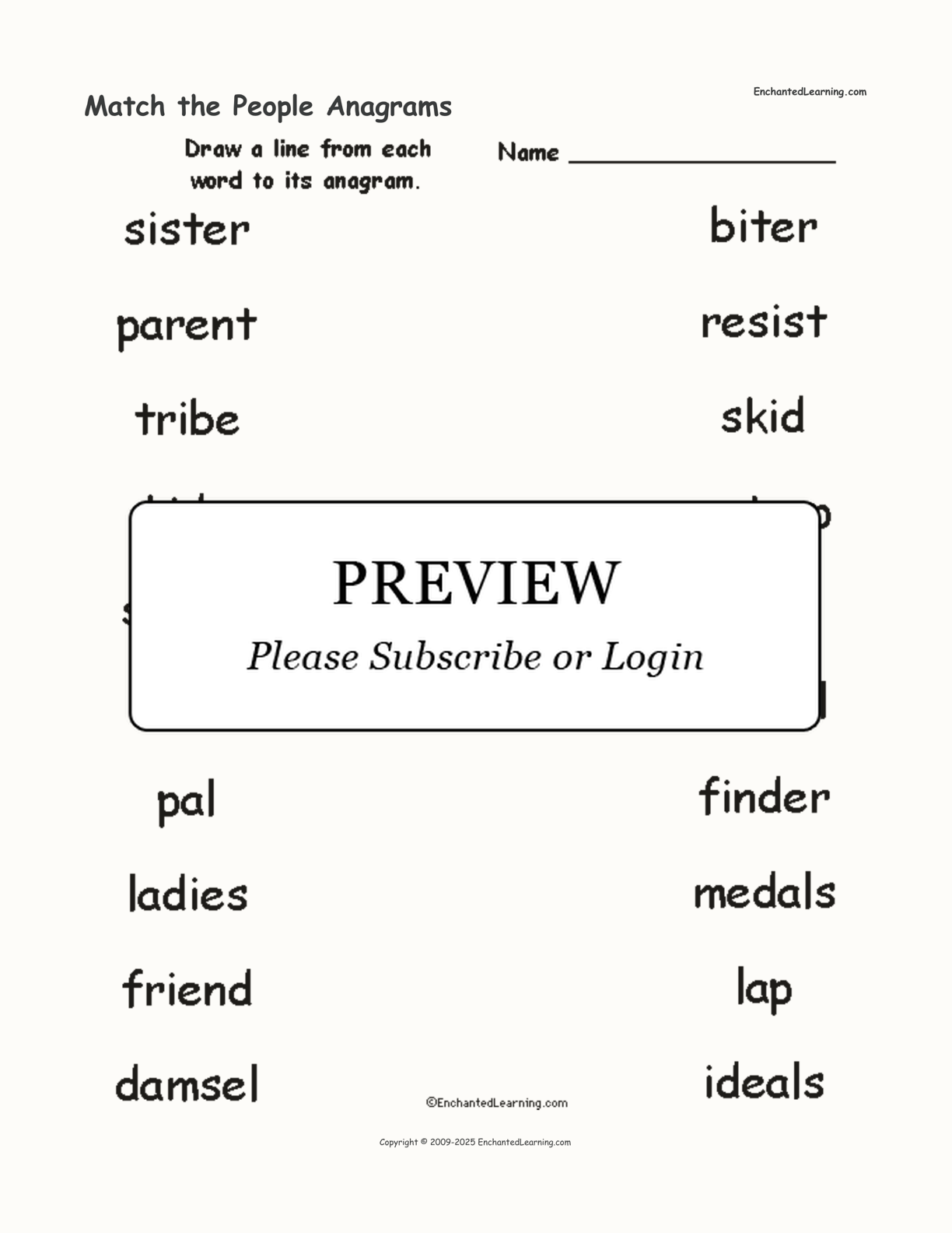 Match the People Anagrams interactive worksheet page 1