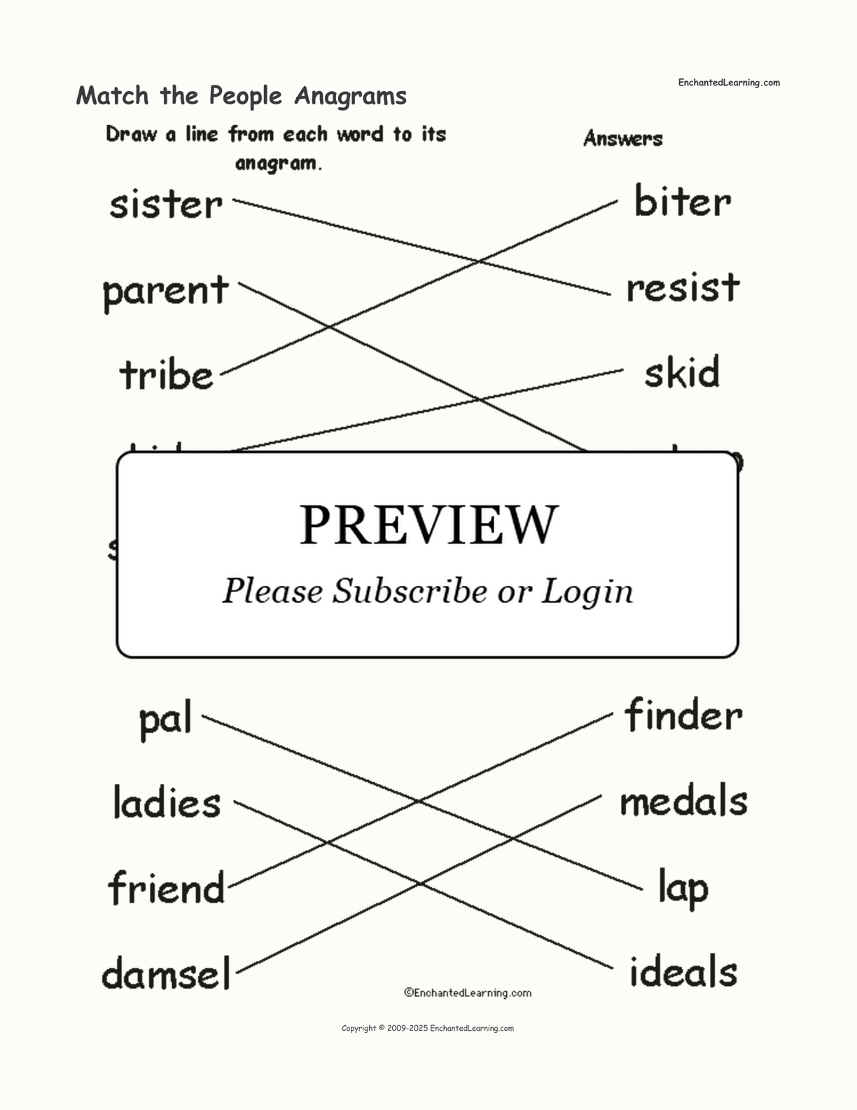 Match the People Anagrams interactive worksheet page 2