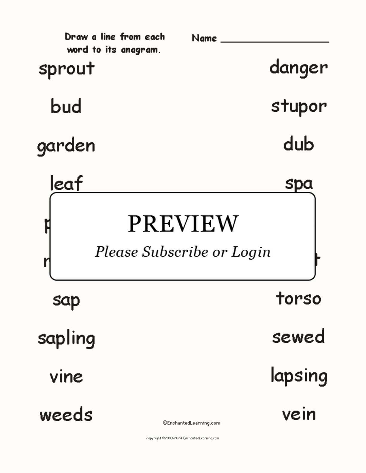 Match the Plant Anagrams interactive worksheet page 1
