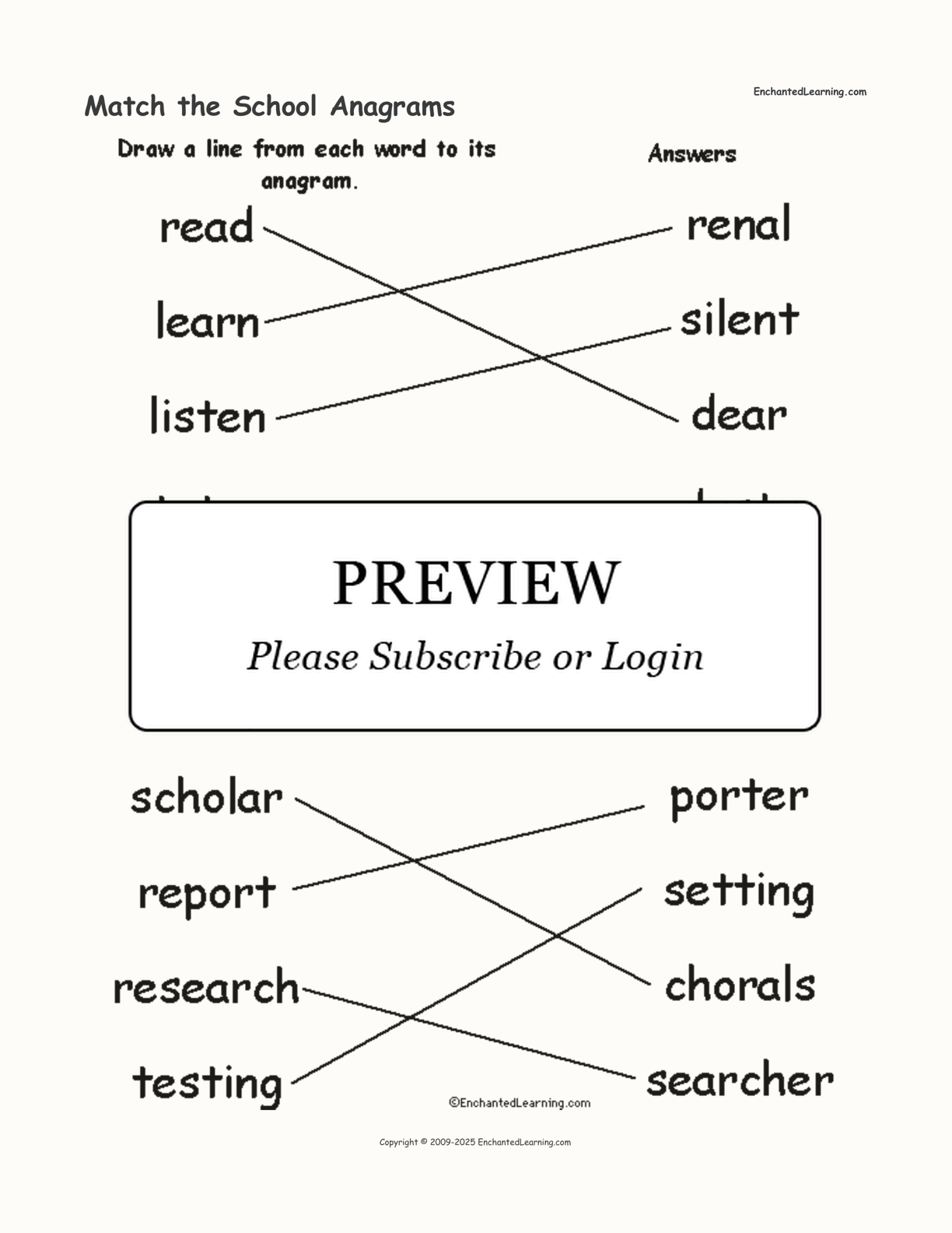 Match the School Anagrams interactive worksheet page 2