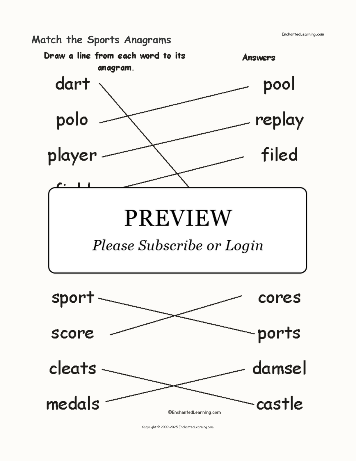 Match the Sports Anagrams interactive worksheet page 2