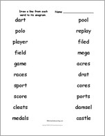 Search result: 'Match the Sports Anagrams'