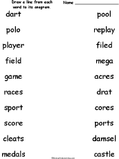 Search result: 'Match the Sports Anagrams Worksheet'