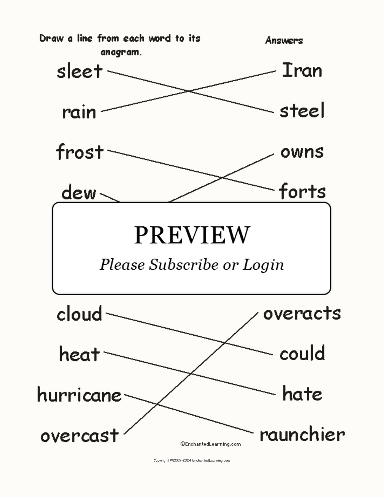 Match the Weather Anagrams interactive worksheet page 2