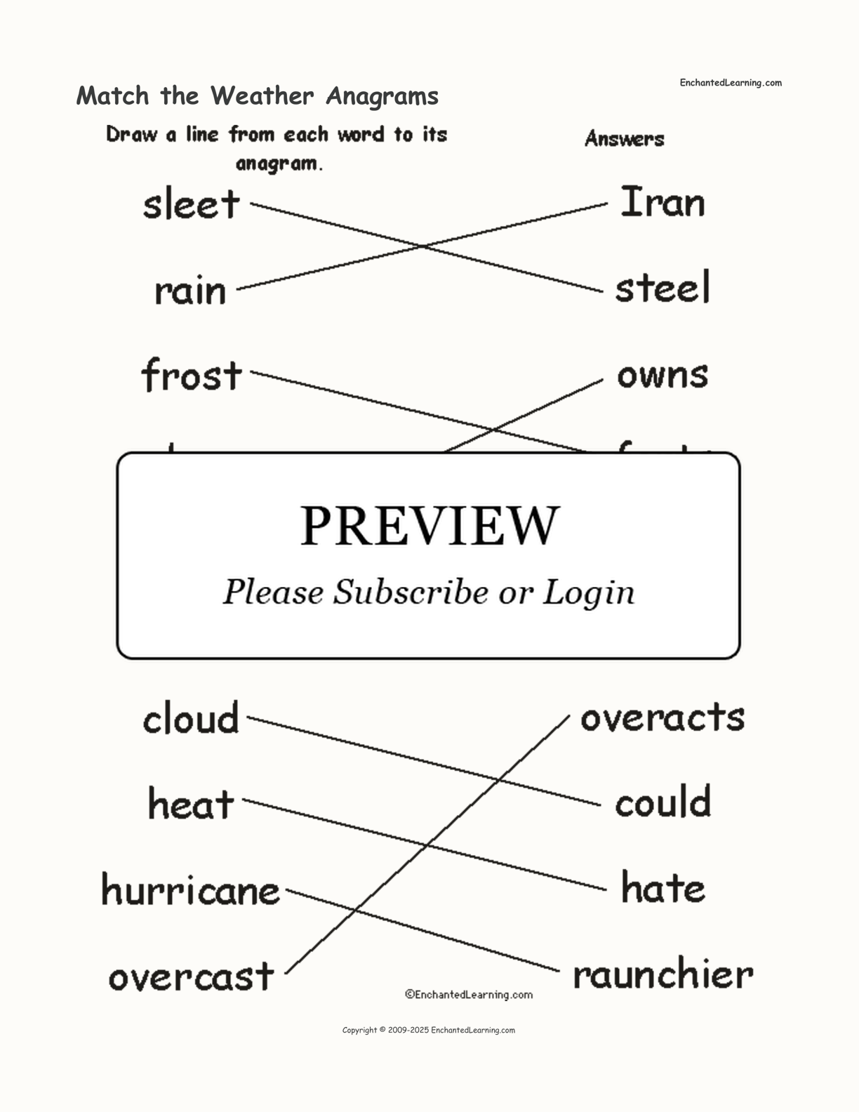 Match the Weather Anagrams interactive worksheet page 2