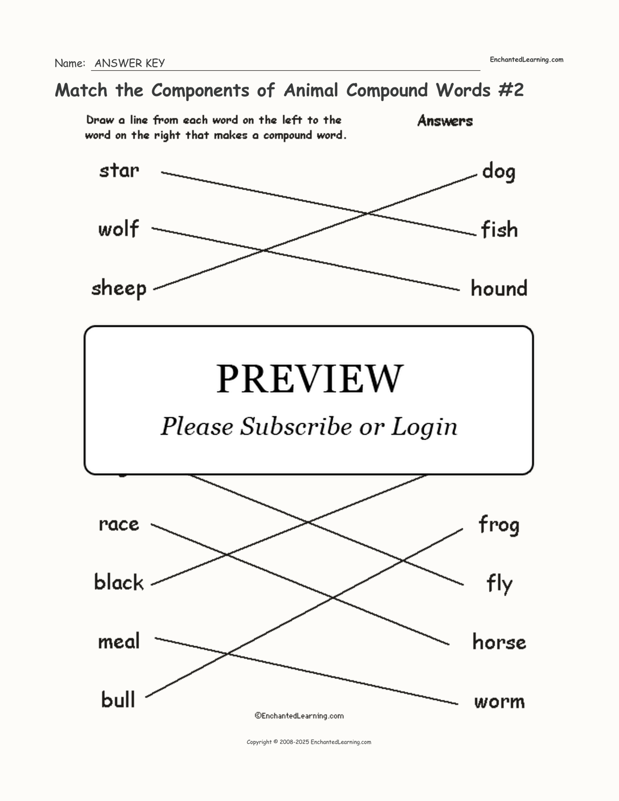 Match the Components of Animal Compound Words #2 interactive worksheet page 2