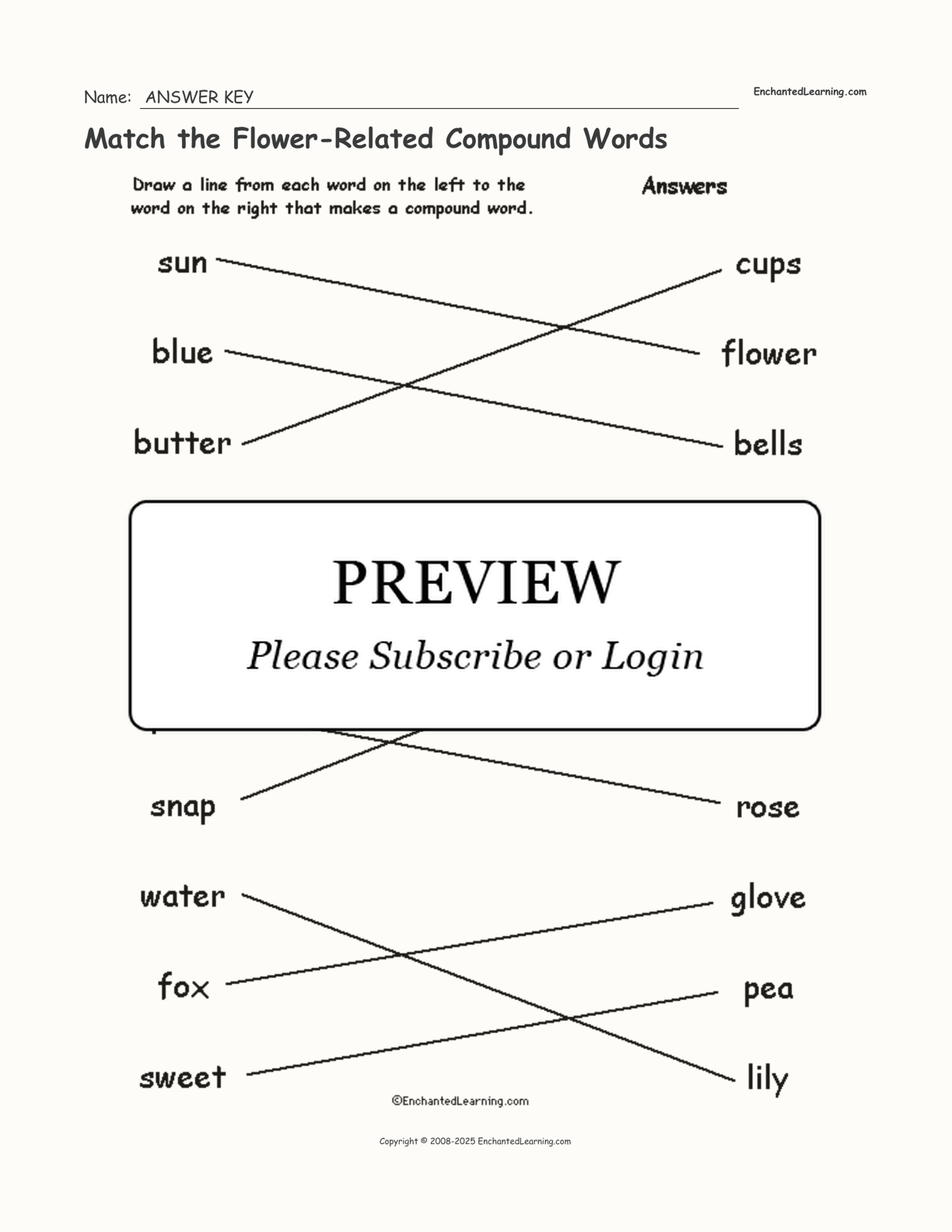 Match the Flower-Related Compound Words interactive worksheet page 2