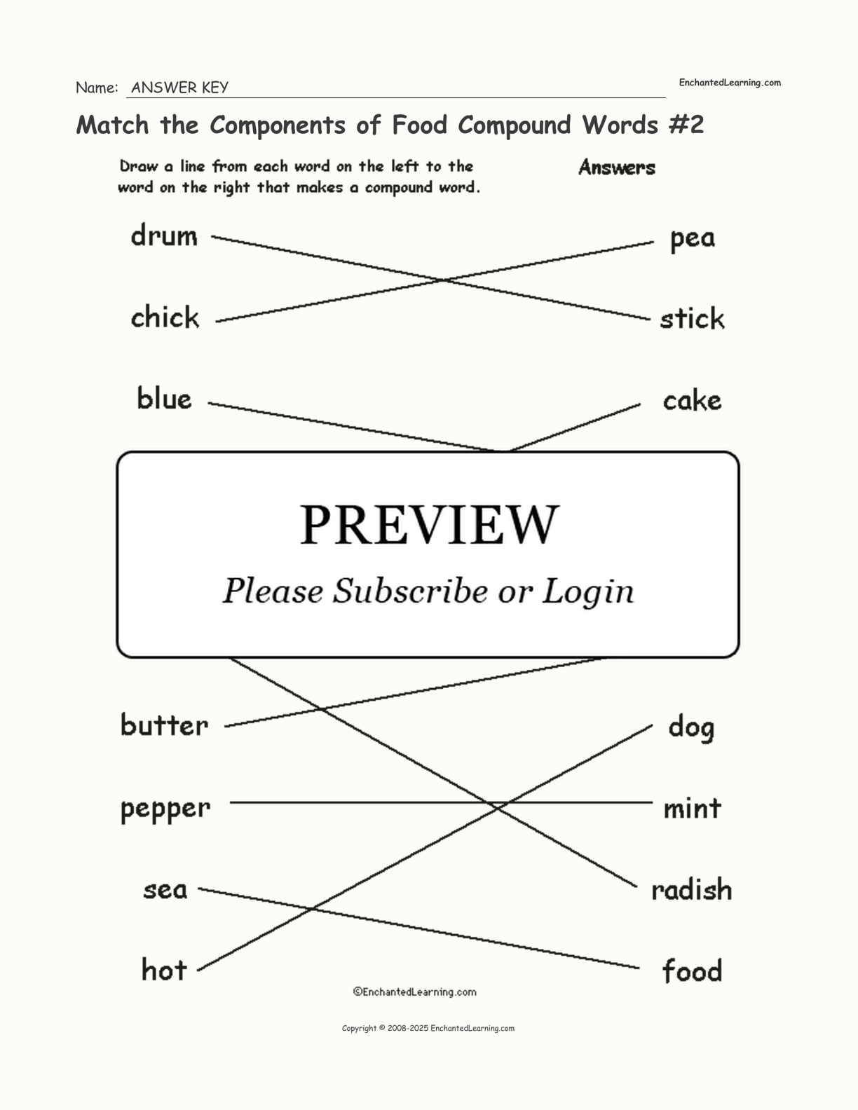 Match the Components of Food Compound Words #2 interactive worksheet page 2