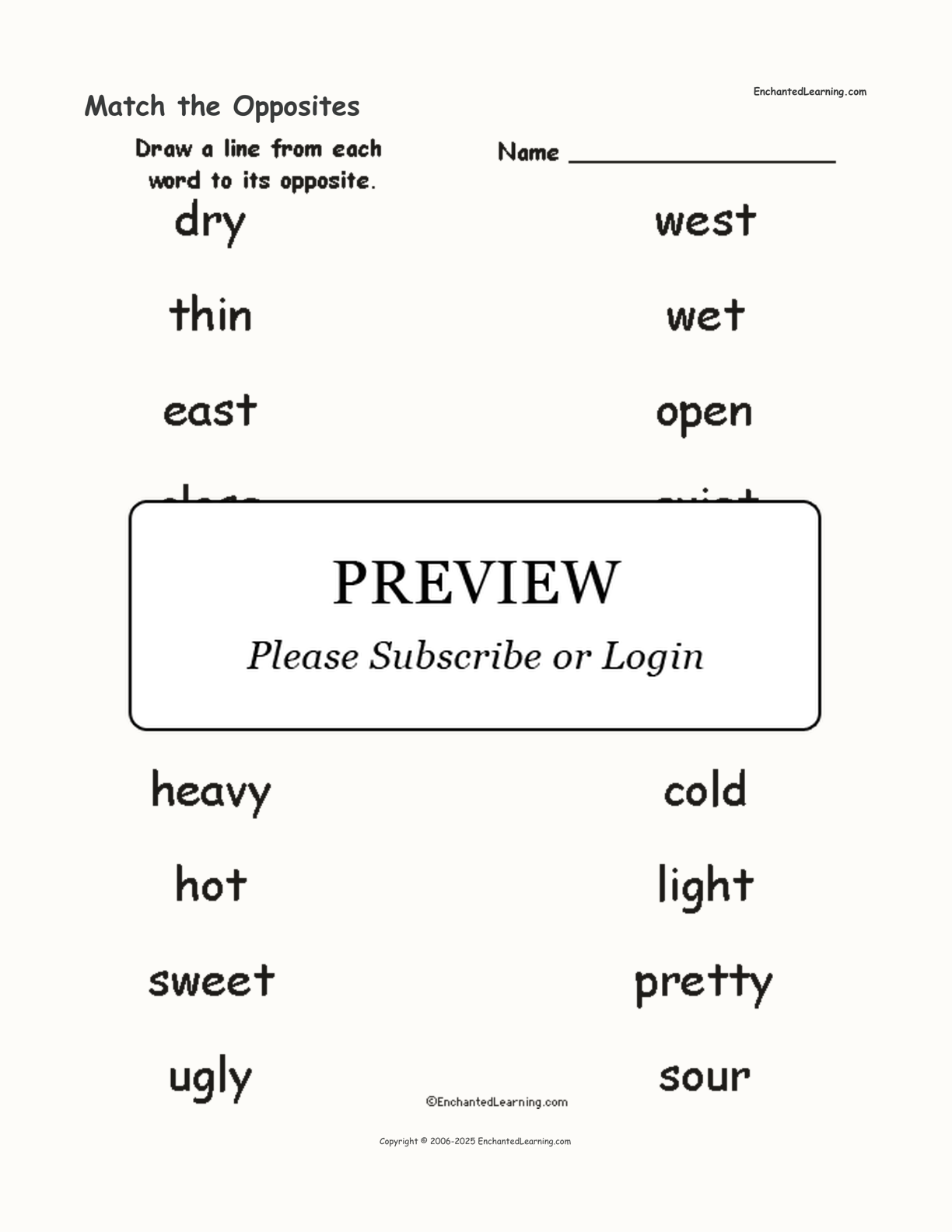 Match the Opposites interactive worksheet page 1