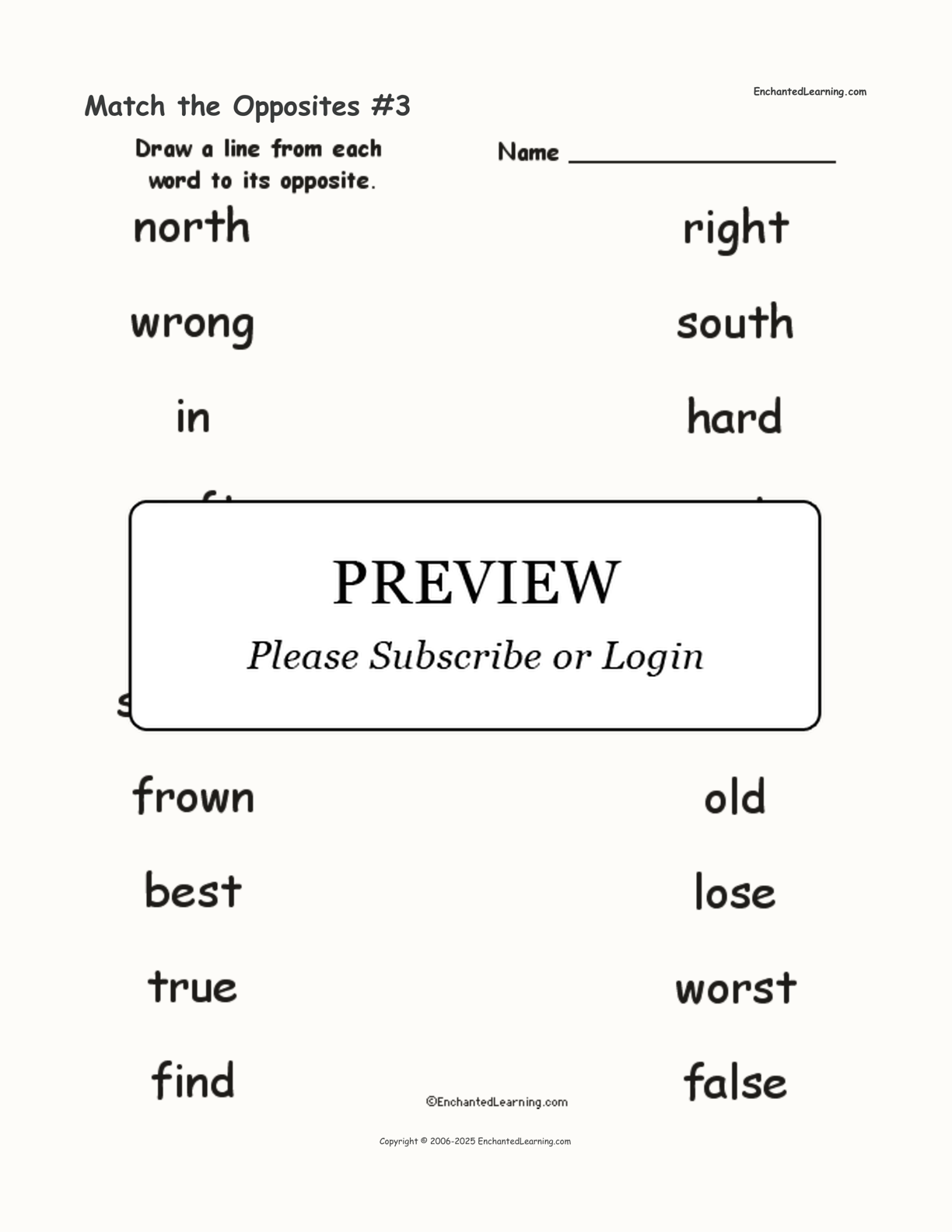 Match the Opposites #3 interactive worksheet page 1