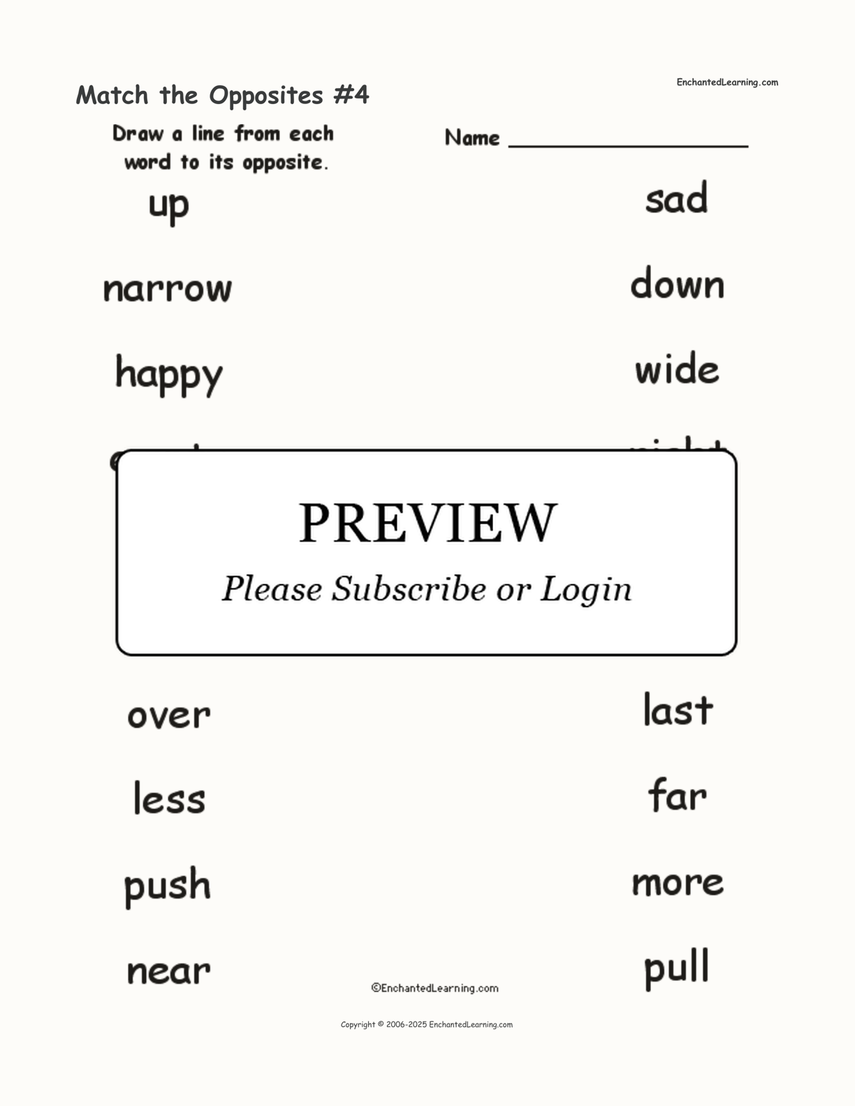 Match the Opposites #4 interactive worksheet page 1