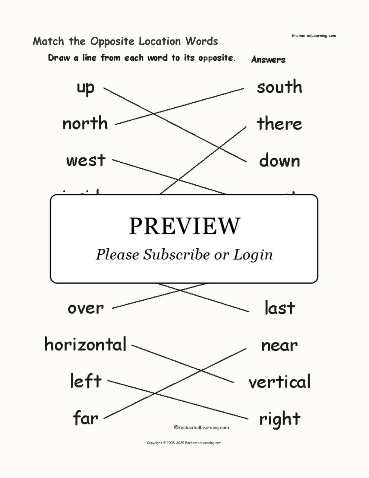 Match the Opposite Location Words interactive worksheet page 2