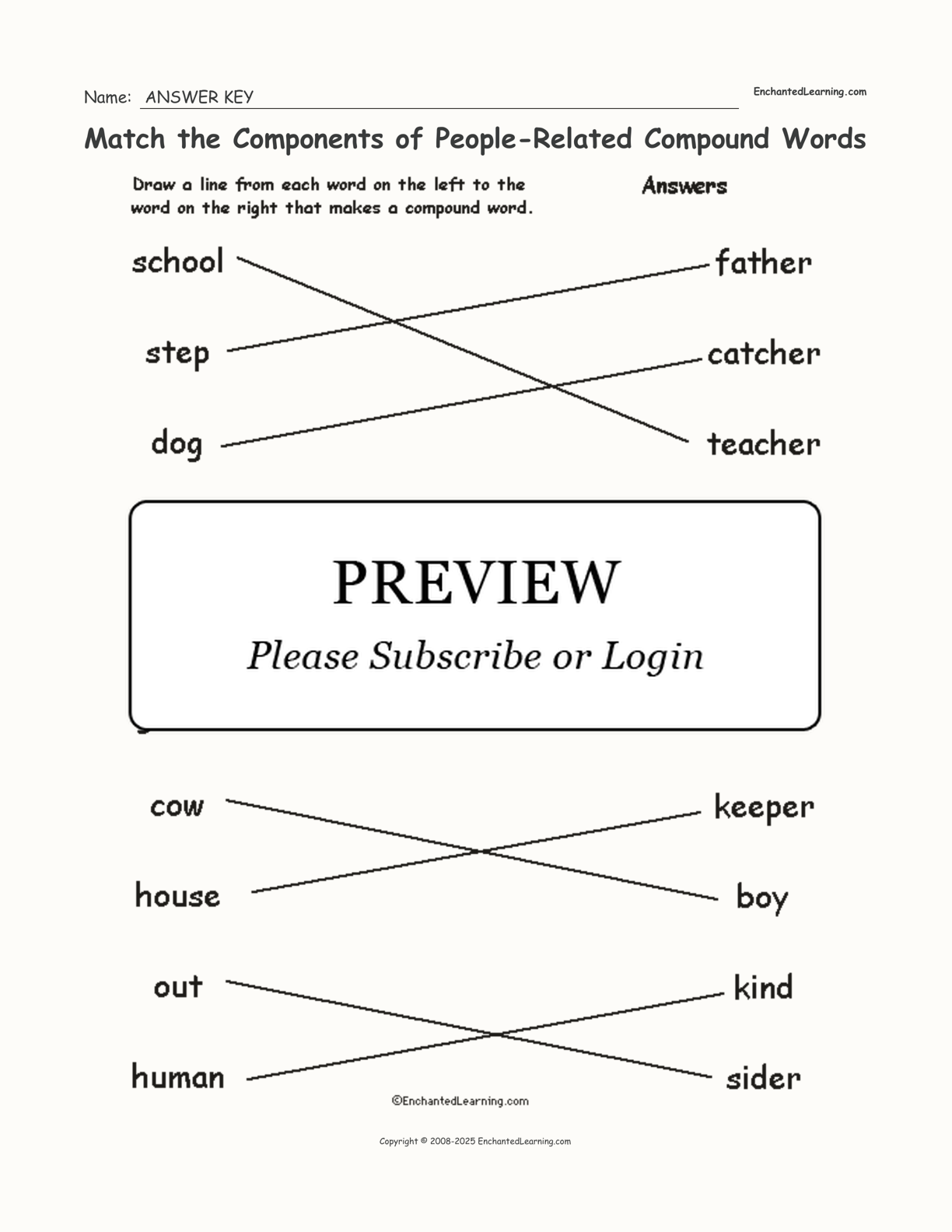 Match the Components of People-Related Compound Words interactive worksheet page 2