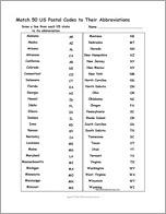 Search result: 'Match 50 US Postal Codes to Their Abbreviations'