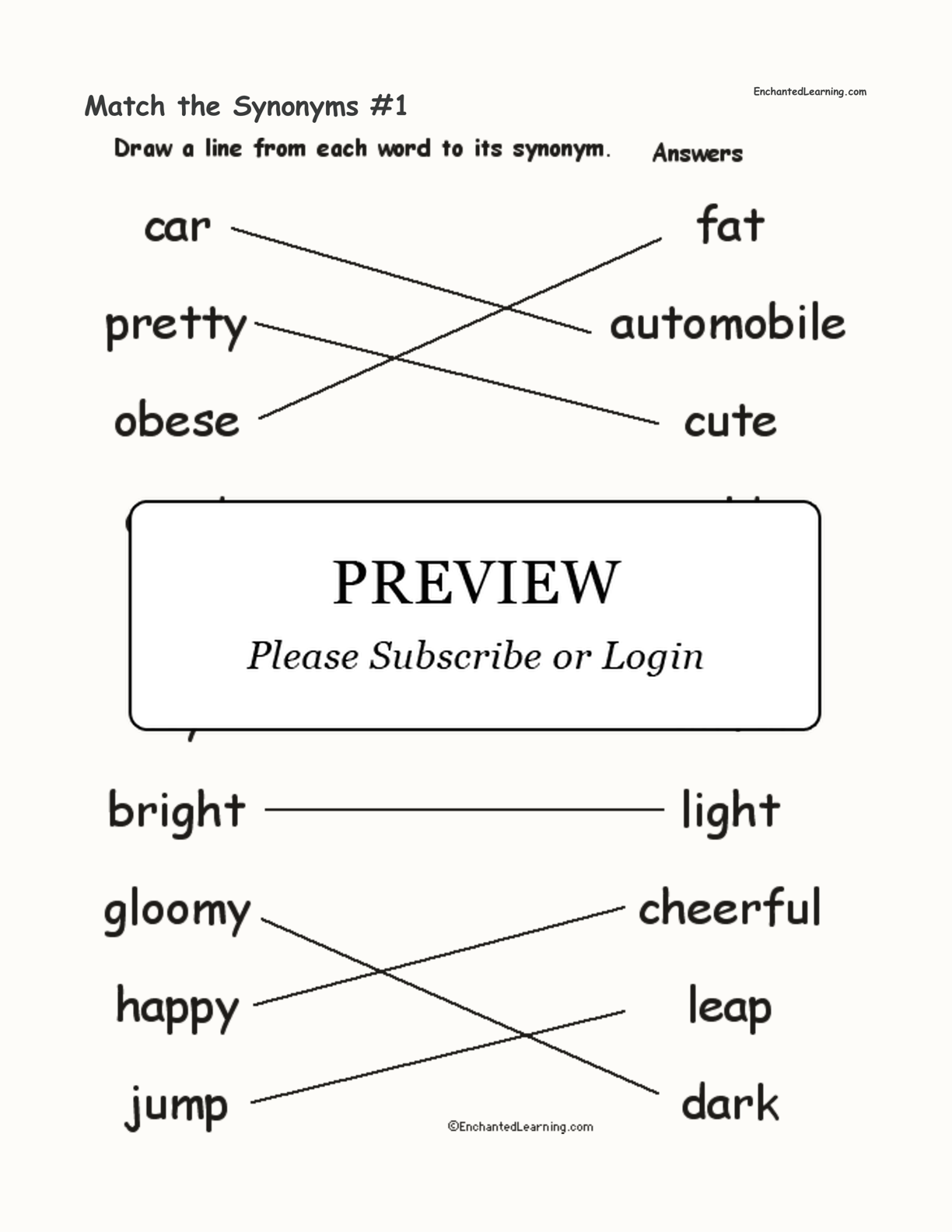 Match the Synonyms #1 interactive worksheet page 2