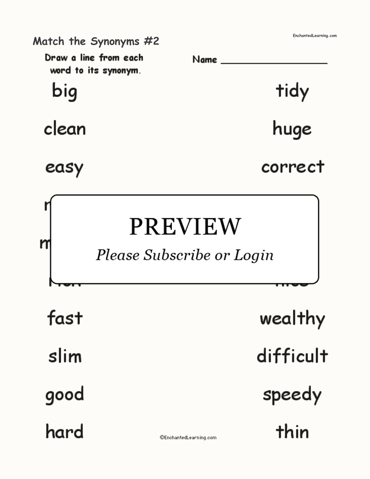 Match the Synonyms #2 interactive worksheet page 1