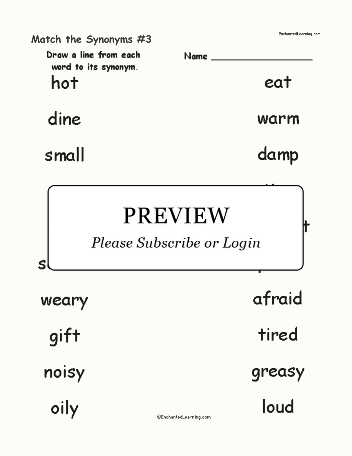 Match the Synonyms #3 interactive worksheet page 1