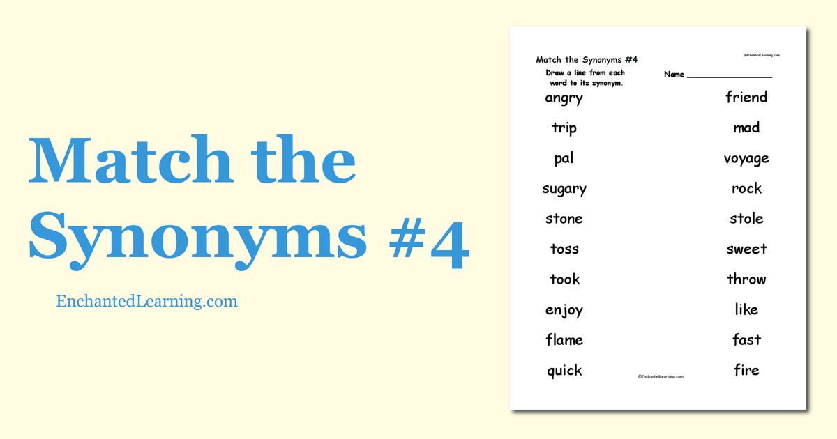 Match the Synonyms 4 Enchanted Learning