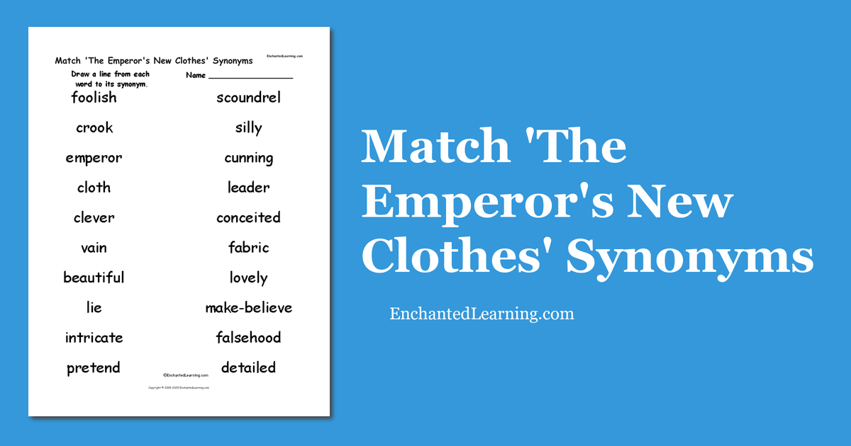 Match 'The Emperor's New Clothes' Synonyms Enchanted Learning