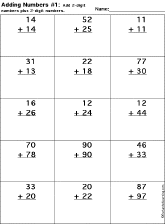 Addition Printout: 2 Digits + 2 Digits worksheet thumbnail