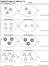 Addition Printout: Adding Groups of Objects worksheet thumbnail