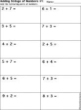 Addition Printout: Add Strings of Two Numbers worksheet thumbnail