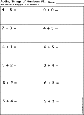 Addition Printout: Add Strings of Two Numbers worksheet thumbnail