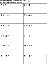 Addition Printout: Add Strings of Two Numbers worksheet thumbnail